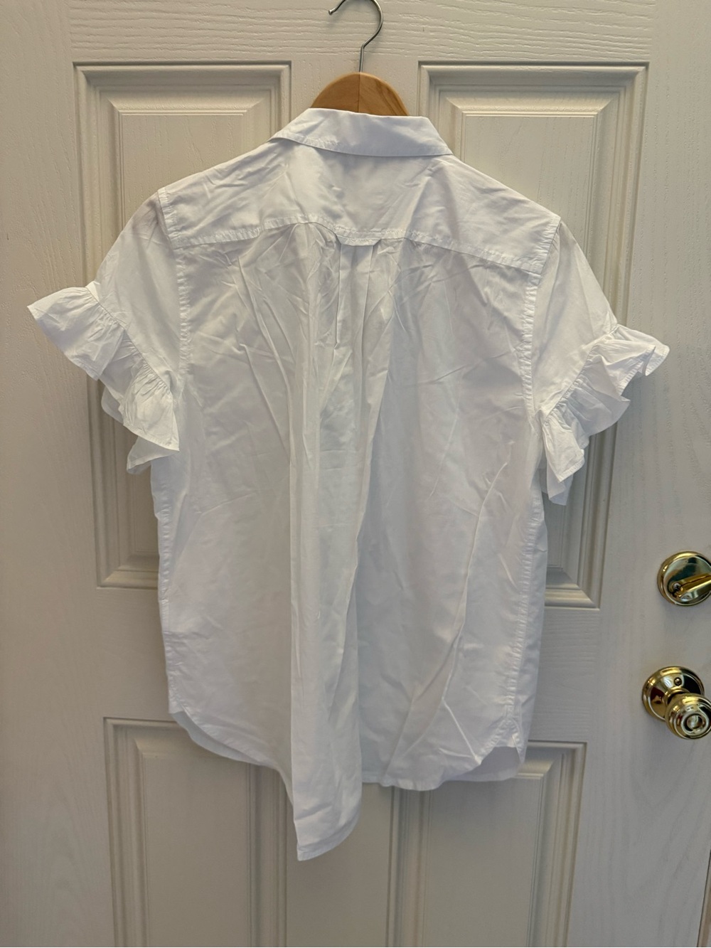 Jcrew Classic White Button-Down Ruffle Sleeve Top - Picture 6 of 6